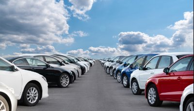 Used cars at a dealership